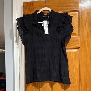 Love Token Black Ruffle Sleeve Blouse